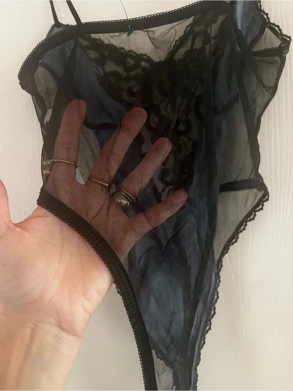 VTG Hand Dyed Silk Lace Fairygoth Boudoir Vixen Festival Black Lingere Teddy M - Picture 8 of 8